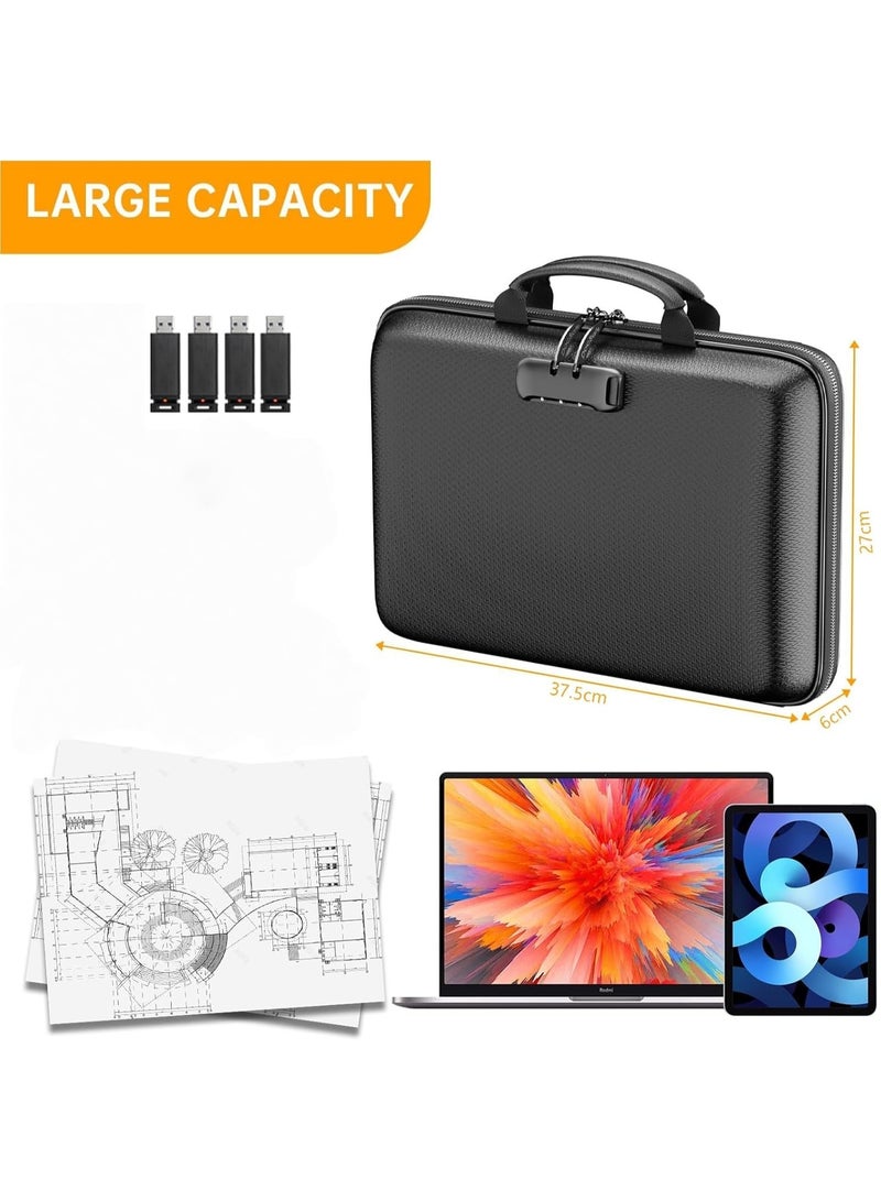 NANAO Fireproof File Organizer with Lock, Hard-Shell Case Fireproof Document Box with 13 Pocket Accordion File Folder, Portable Home Office Travel Safe Storage for Important Documents Laptop - Image 4